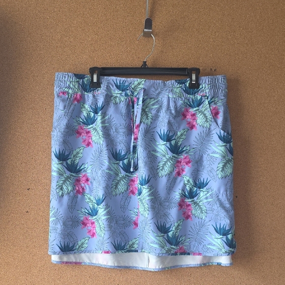 Duluth Trading Co Dresses & Skirts - Duluth Trading Co Spring Vacation Blue Floral Skirt Size XL Pockets